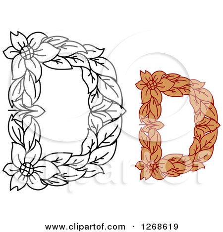 Clipart of Floral Capital Letter D Designs with a Flowers - Royalty Free Vector Illustration by Vector Tradition SM