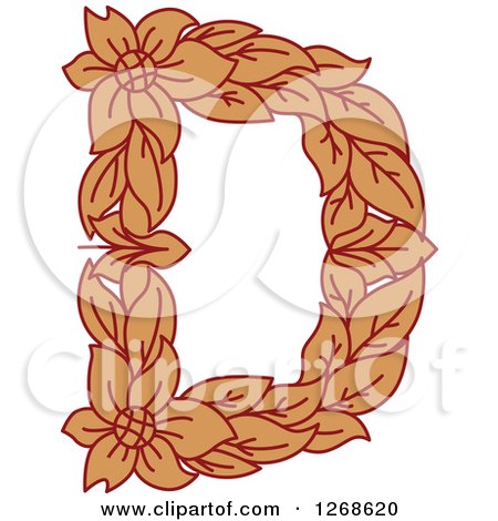 Clipart of a Floral Capital Letter D with a Flower - Royalty Free Vector Illustration by Vector Tradition SM