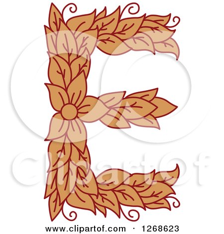 Clipart of a Floral Capital Letter E with a Flower - Royalty Free Vector Illustration by Vector Tradition SM