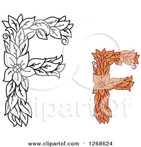 Clipart of Floral Capital Letter F Designs with a Flowers - Royalty Free Vector Illustration by Vector Tradition SM