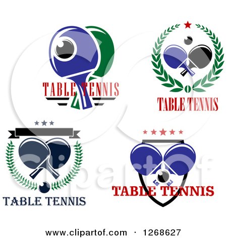 Clipart of Ping Pong Table Tennis Designs - Royalty Free Vector Illustration by Vector Tradition SM