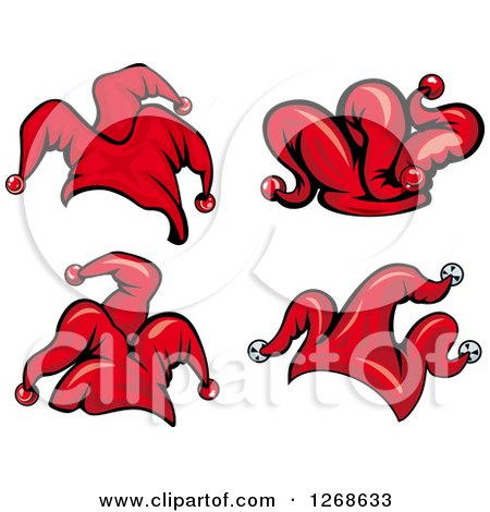 Clipart of Red Jester Hats - Royalty Free Vector Illustration by Vector Tradition SM