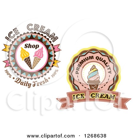 Clipart of Ice Cream Cone Badges - Royalty Free Vector Illustration by Vector Tradition SM