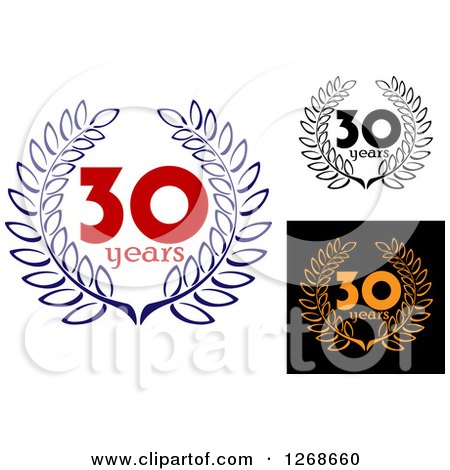 Clipart of 30 Years Laurel Wreath Anniversary Designs 2 - Royalty Free Vector Illustration by Vector Tradition SM