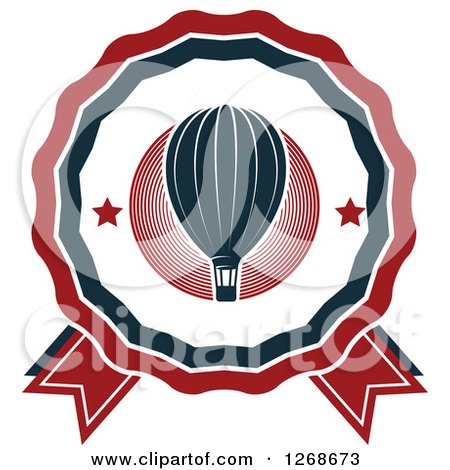 Clipart of a Red White and Blue Hot Air Balloon Ribbon and Stars Design - Royalty Free Vector Illustration by Vector Tradition SM