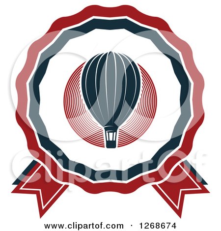 Clipart of a Red White and Blue Hot Air Balloon Ribbon Design - Royalty Free Vector Illustration by Vector Tradition SM