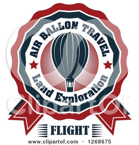 Clipart of a Red White and Blue Hot Air Balloon Design with Sample Text - Royalty Free Vector Illustration by Vector Tradition SM