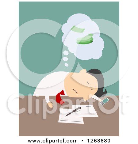 Clipart of an Exhausted Business Man Going over Finances - Royalty Free Vector Illustration by Vector Tradition SM