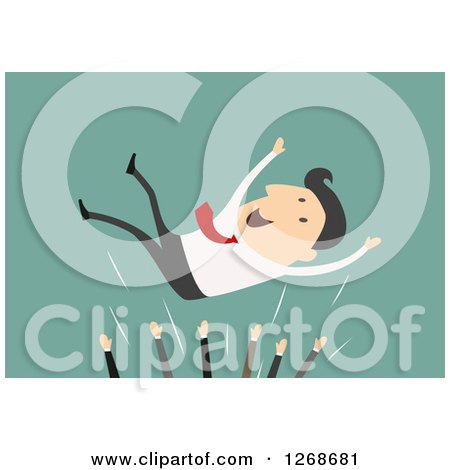 Clipart of Colleagues Throwing up Their Boss in Success - Royalty Free Vector Illustration by Vector Tradition SM