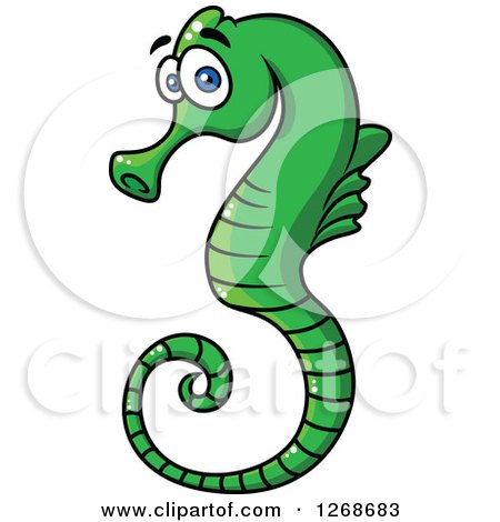 Clipart of a Cartoon Green Seahorse - Royalty Free Vector Illustration by Vector Tradition SM