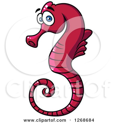 Clipart of a Cartoon Red Seahorse - Royalty Free Vector Illustration by Vector Tradition SM