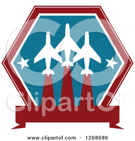 Clipart of a Red White and Blue Airplane and Stars Design - Royalty Free Vector Illustration by Vector Tradition SM