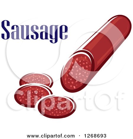 Clipart of a Partially Sliced Sausage with Text - Royalty Free Vector Illustration by Vector Tradition SM
