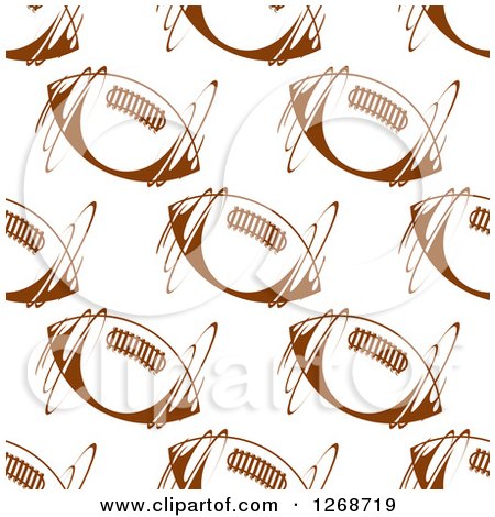 Clipart of a Seamless Background Pattern of Spinning Brown American Footballs - Royalty Free Vector Illustration by Vector Tradition SM