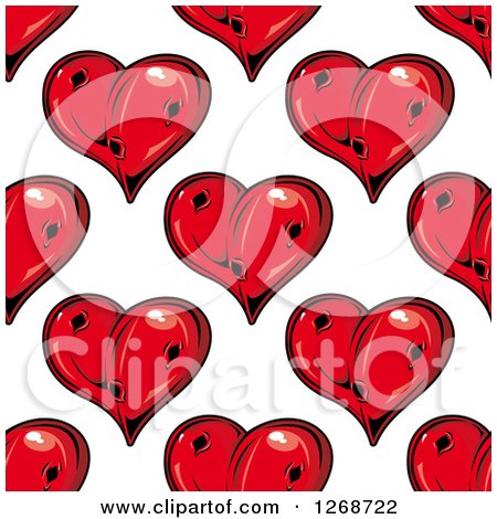 Clipart of a Seamless Background Pattern of Punctured Red Hearts - Royalty Free Vector Illustration by Vector Tradition SM