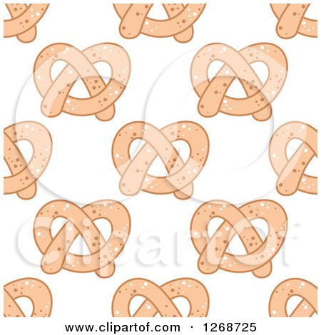 Clipart of a Seamless Background Pattern of Salted Soft Pretzels - Royalty Free Vector Illustration by Vector Tradition SM