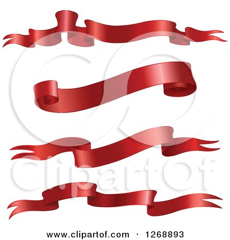 Clipart of Blank Red Ribbon Scroll Banners - Royalty Free Vector Illustration by yayayoyo