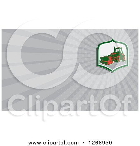 Clipart of a Retro Excavator Machine on a Gray Ray Business Card Design - Royalty Free Illustration by patrimonio