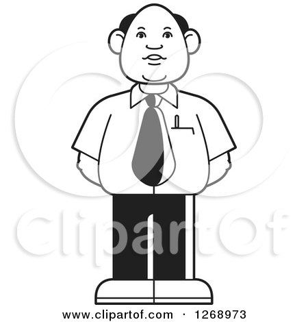Clipart of a Black and White Bald Businessman in a Tie - Royalty Free Vector Illustration by Lal Perera