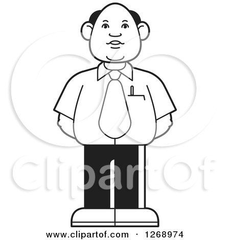 Clipart of a Black and White Bald Businessman in a Tie 2 - Royalty Free Vector Illustration by Lal Perera