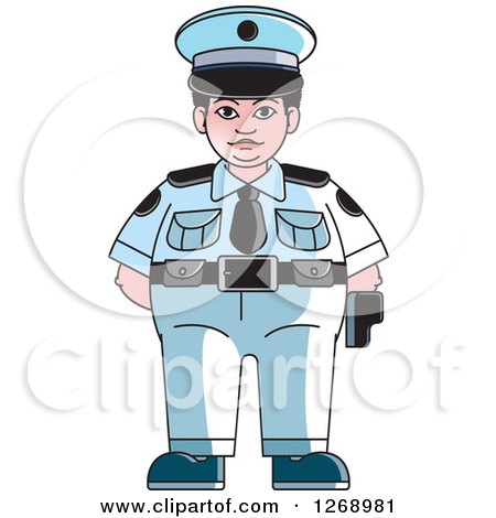 Clipart of a Chubby Police Woman Standing - Royalty Free Vector Illustration by Lal Perera