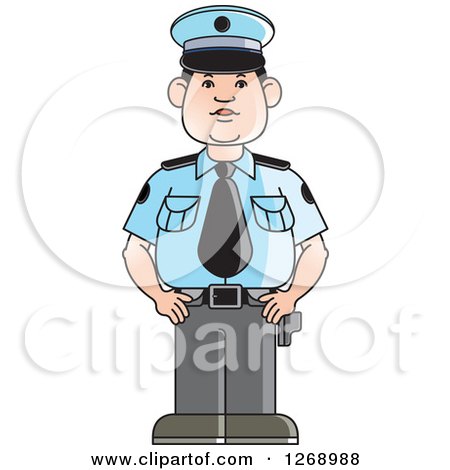 Clipart of a Police Man Standing in Uniform - Royalty Free Vector Illustration by Lal Perera