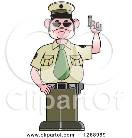 Clipart of a Police Man Holding a Firearm - Royalty Free Vector Illustration by Lal Perera