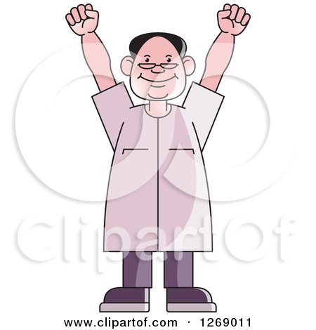 Clipart of a Senior Man Cheering - Royalty Free Vector Illustration by Lal Perera