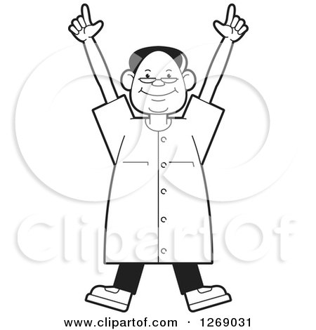 Clipart of a Black and White Senior Man Dancing - Royalty Free Vector Illustration by Lal Perera