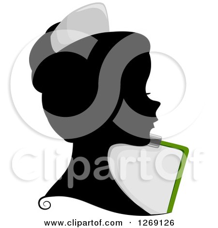 Clipart of a Silhouetted Black Nurse Woman's Face with a Colored Chart Clipboard - Royalty Free Vector Illustration by BNP Design Studio