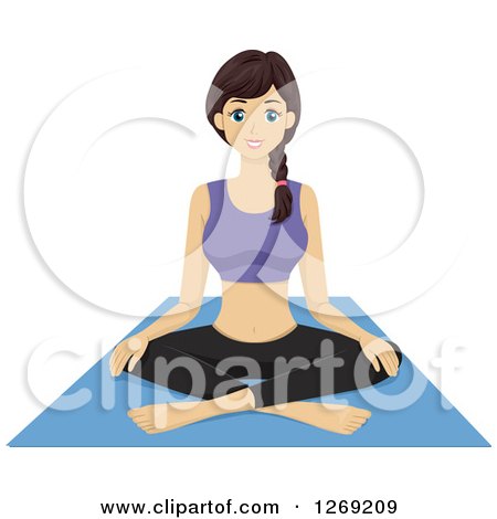 Clipart of a Young Woman Sitting on a Yoga Mat - Royalty Free Vector Illustration by BNP Design Studio