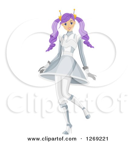 Cute anime girl with bow on her hair Royalty Free Vector