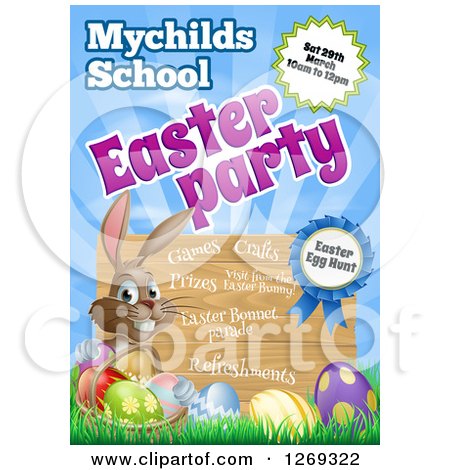 Clipart of a School Party Easter Invitation Design - Royalty Free Vector Illustration by AtStockIllustration