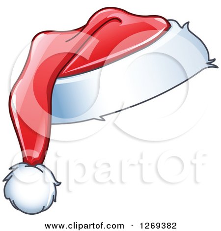 Clipart of a Shiny Red Christmas Santa Hat - Royalty Free Vector Illustration by yayayoyo