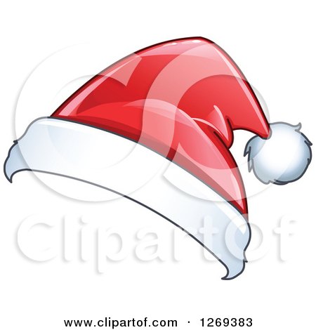 Clipart of a Shiny Red Christmas Santa Hat 2 - Royalty Free Vector Illustration by yayayoyo