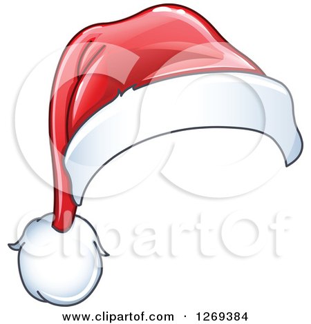 Clipart of a Shiny Red Christmas Santa Hat 3 - Royalty Free Vector Illustration by yayayoyo