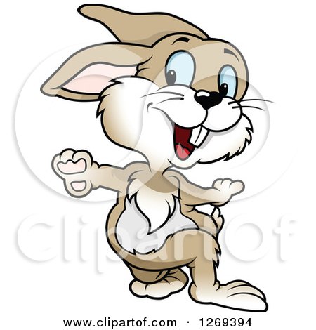 Clipart of a Cartoon Dramatic Blue Eyed Rabbit - Royalty Free Vector Illustration by dero