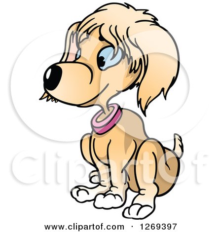 Clipart of a Cartoon Sitting Blue Eyed Dog - Royalty Free Vector Illustration by dero