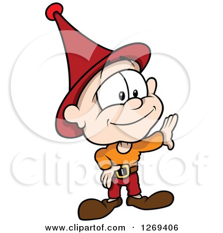 Clipart of a Cartoon Sprite Leaning - Royalty Free Vector Illustration by dero