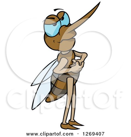 Clipart of a Mad Cartoon Blue Eyed Mosquito - Royalty Free Vector Illustration by dero