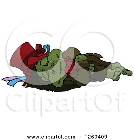 Clipart of a Sleeping Cartoon Water Goblin - Royalty Free Vector Illustration by dero