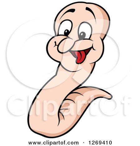 Clipart of a Happy Excited Cartoon Earthworm - Royalty Free Vector Illustration by dero