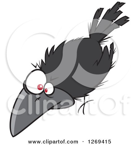 Clipart of a Cartoon Spooky Halloween Crow - Royalty Free Vector Illustration by toonaday