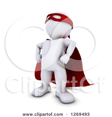 Clipart of a 3d White Man Super Hero - Royalty Free Illustration by KJ Pargeter