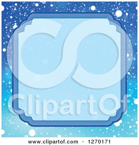 Clipart of a Blue Christmas Snow Frame and Background - Royalty Free Vector Illustration by visekart