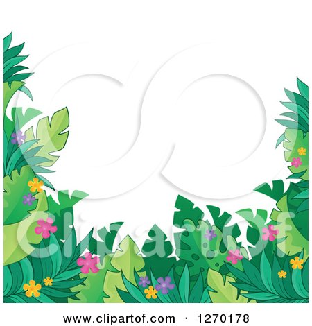 Clipart of a Tropical Jungle Foliage Border - Royalty Free Vector Illustration by visekart