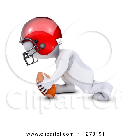 Clipart of a 3d White Man in Profile, Playing Football - Royalty Free Illustration by KJ Pargeter