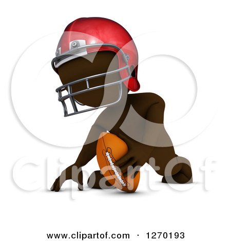 Clipart of a 3d Brown Man Playing Football - Royalty Free Illustration by KJ Pargeter