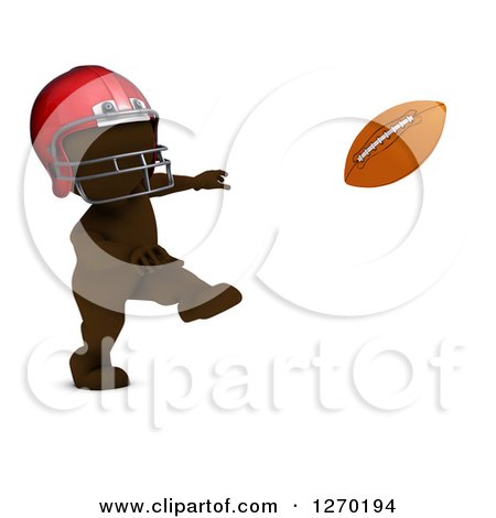 Clipart of a 3d Brown Man Throwing a Football - Royalty Free Illustration by KJ Pargeter