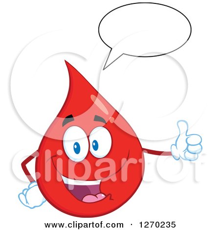 Clipart of a Happy Blood or Hot Water Drop Giving a Thumb up and Talking - Royalty Free Vector Illustration by Hit Toon